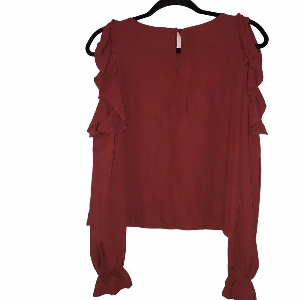 Burnt Orange One Clothing Ruffled Cold Shoulder